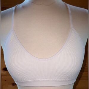 White Sheer Embroidered V-neck Bralette M/L